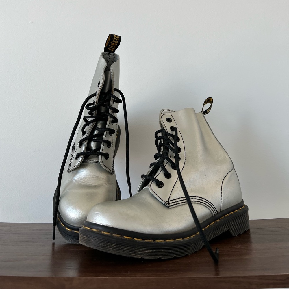 Silver Leather Dr. Martens